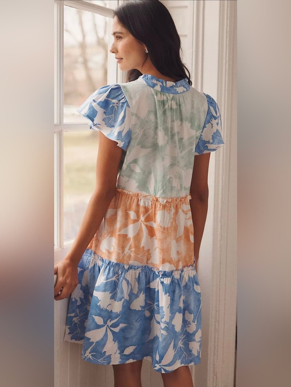 Anthropologie LyreBird Tiered Floral Colorblock Mini Dress - Picture 2 of 4